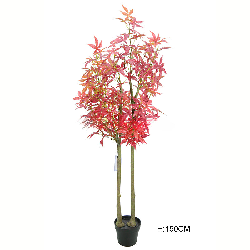 Factory Wholesale Home Decorative 5ft 150CM Fake Acer Palmatum Plant Red Artificial Japanese Maple Tree Leaves Yooly Plants - YL1032