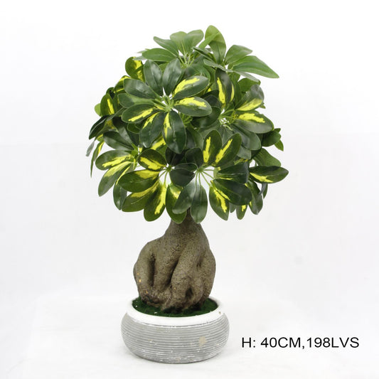 China Manufacturer Evergreen Faux Bonsai Potted Fake Plant Small Artificial Schefflera Tree For Desktop Hallway Yooly Plants - YL08034