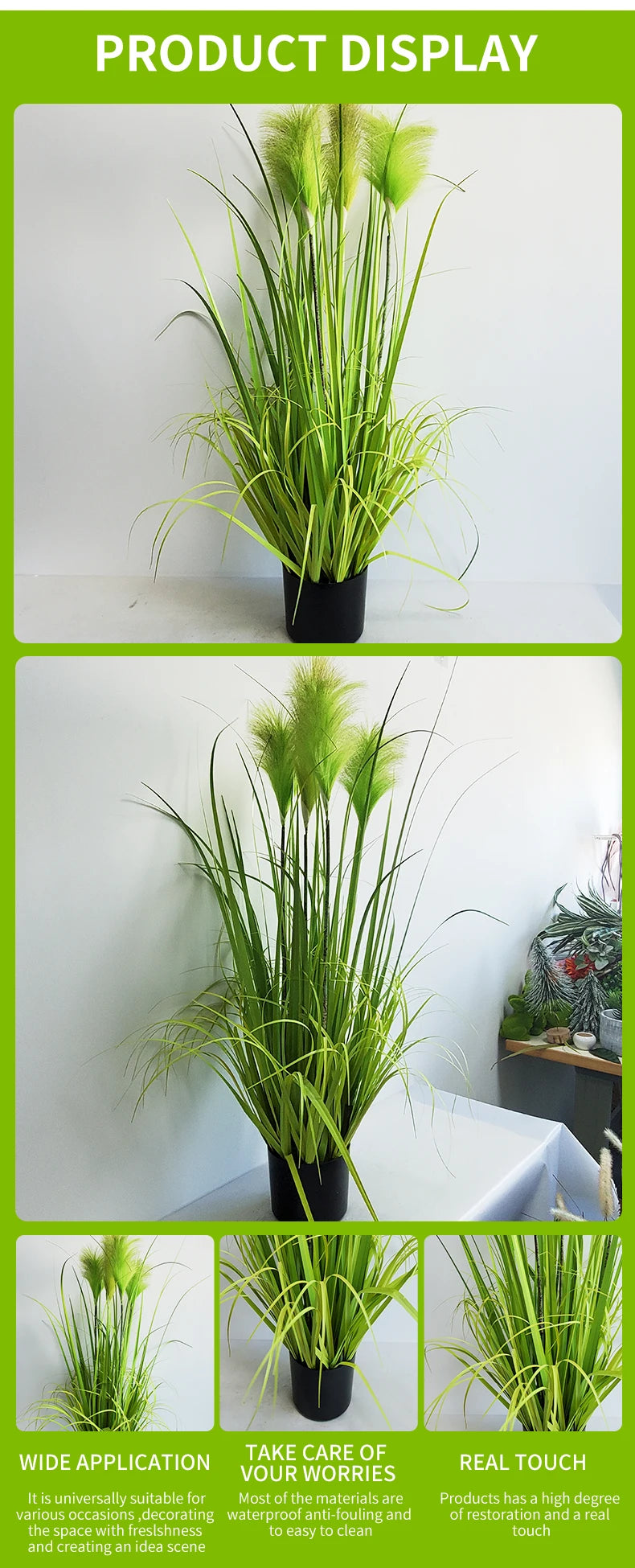 Artificial Flowers Decoration Simulation Reed Grass Flower Arrangement with Artificial Reed Green Plants Potted Plants Yooly Plants - YLS0039