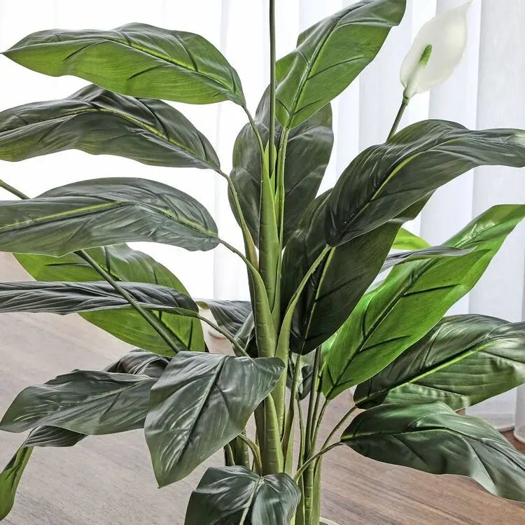 Cheap Faux Green Plant Indoor Big Leaves Fake Spathiphyllum Flower Artificial Peace Lily In Pot For Home Office Restaurant Decor Yooly Plants - YL221102