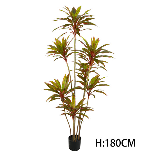 Factory Wholesale Big 180CM 6FT Tall Realistic Tropical Plastic Artificial Plant Faux Cordyline Fruticosa Plant In Pot For Sale Yooly Plants - YL3028