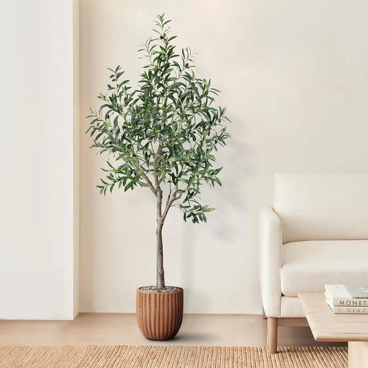 Faux Greenery 6ft High 180cm Artificial Tree Artificial Olive Tree in Plastic Pot Fake Olive Tree for Home & Garden Decoration Yooly Plants - YL11145