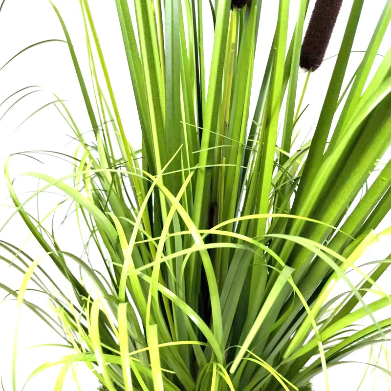 Custom Fresh Style Faux Artificial Cattail Onion Grass Plant Bonsai With Weaving Basin For Home Garden Decoration Yooly Plants - YLS0027