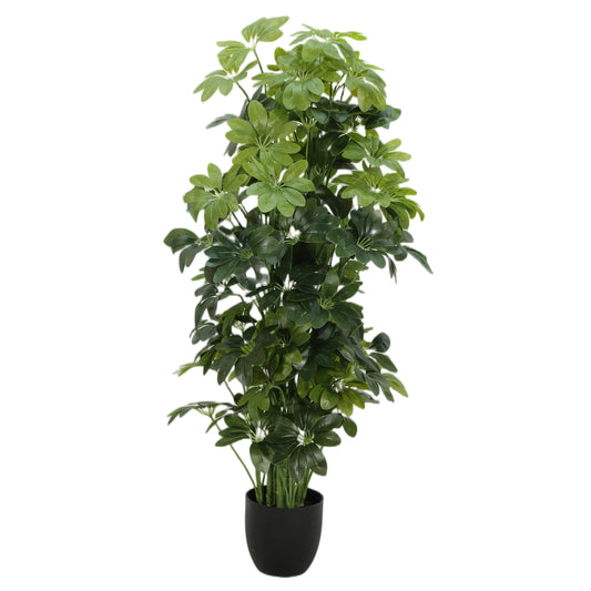 120CM 4FT Tall Faux Seven Star Leaf Tree Faux Potted Artificial Schefflera Tree For Home & Garden Decor Yooly Plants - YL220617