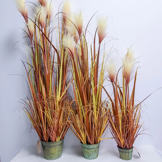 Artificial 90cm Length Pampas Grass in Pot Full Fluffy Faux Reed Arrangements for Home Decor Yooly Plant - YLS10007