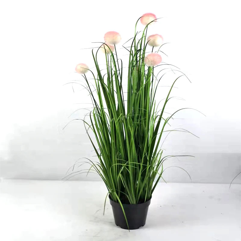 Greenery Faux Shrubs Plant Wheat Grass Pot Indoor Outdoor Decor Artificial Seven-Headed Spherical Flower Onion Grass Yooly Plant - YLS0008