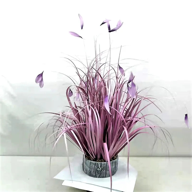 Romantic Indoor Outdoor Pvc Artificial Plant Decoration Hand-made Faux Pink Trumpet Flowers Onion Grass Yooly Plants - YLS0028