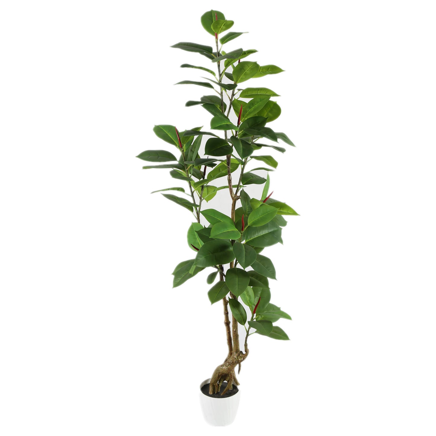 180CM 6FT Tall Realistic Large Fake Green Plant In Pot Artificial Rubber Tree For Outdoor and Indoor Decoration Yooly Plants - YL011