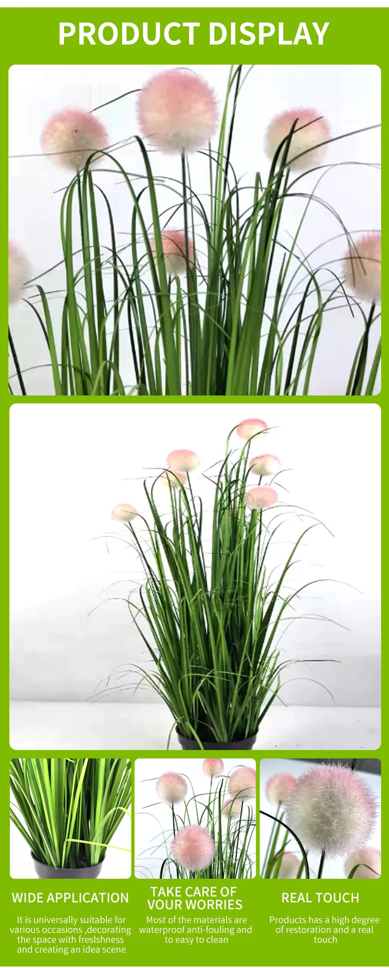 Greenery Faux Shrubs Plant Wheat Grass Pot Indoor Outdoor Decor Artificial Seven-Headed Spherical Flower Onion Grass Yooly Plant - YLS0008