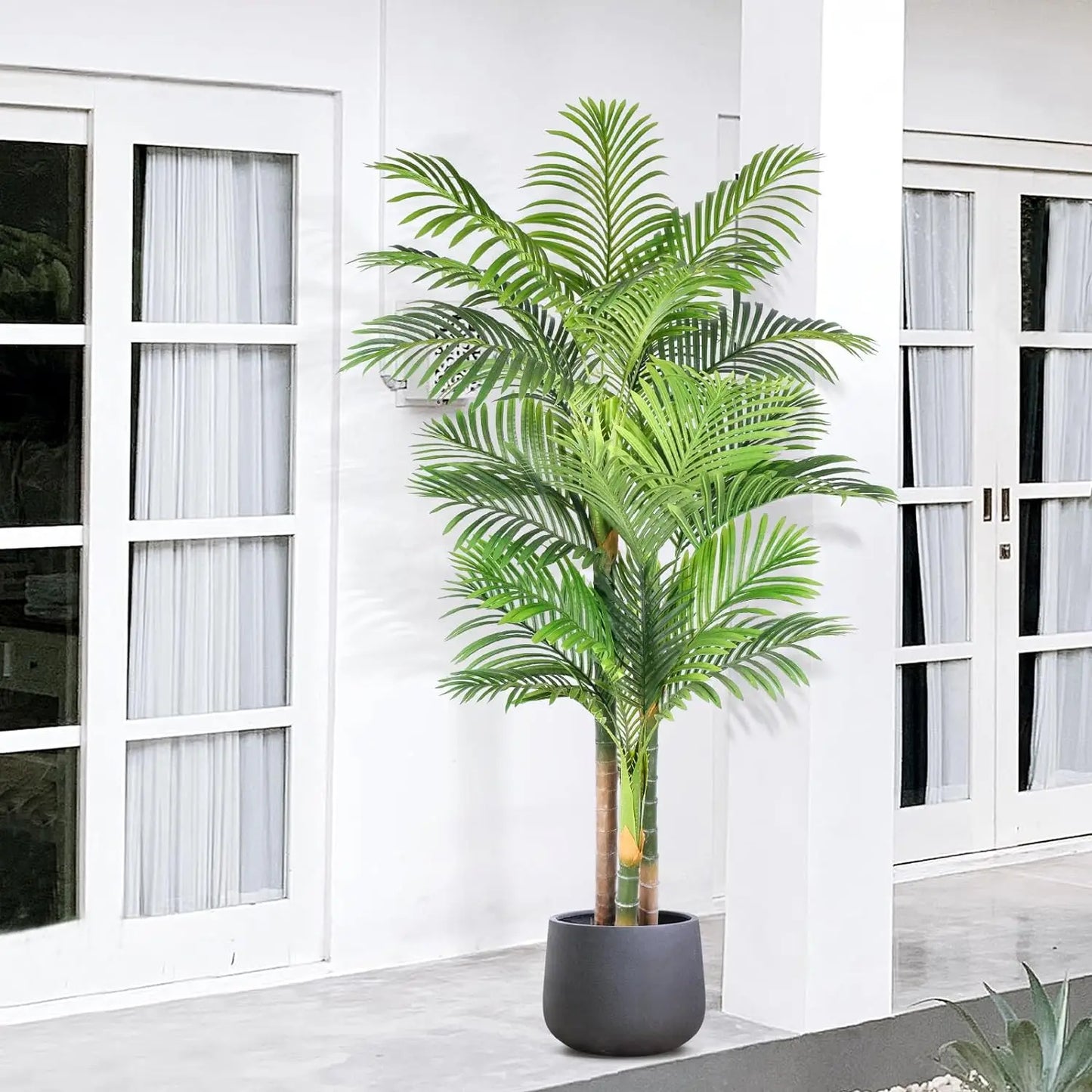 High Quality Indoor Decor 120 cm 2M Mini Big Faux Natural Green Plastic Fake Areca Palm Leaves Plants Small Artificial Palm Tree Yooly Plants - YL060708