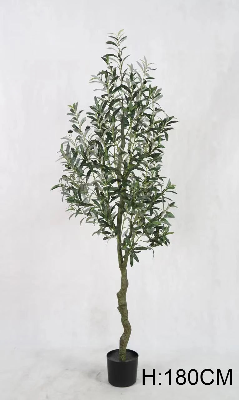 Faux Greenery 6ft High 180cm Artificial Tree Artificial Olive Tree in Plastic Pot Fake Olive Tree for Home & Garden Decoration Yooly Plants - YL11145