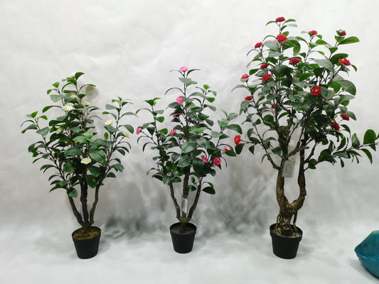 120CM 4FT High Quality Faux Decorative Plant Artificial Camellia Japonica Tree With Pink or White Flowers Yooly Plants - YL12191