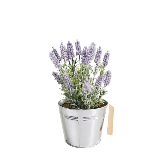 Artificial Lavender Plants in Silver Pot Life Faux Silk Flower Arrangement for Decor Home Decorative Yooly Plants - YLS0008