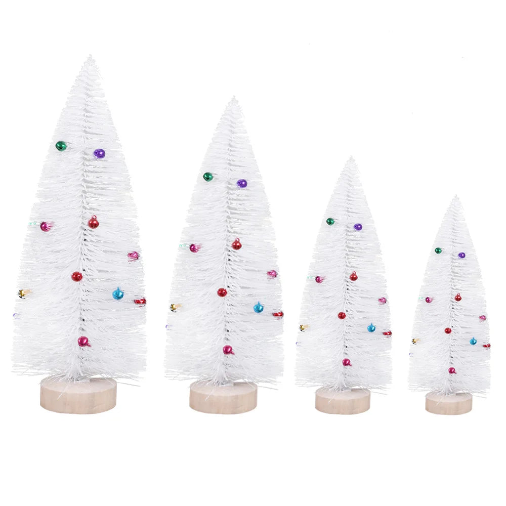 Artificial Mini Christmas Trees Frost Trees With Wooden Base Standing For Sisal Home Table Top Decoration Yooly Plants - YLS0001