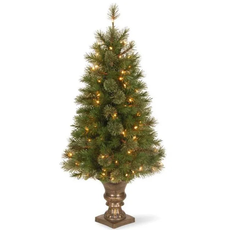 artificial christmas trees Artificial Tree For Entrances and Christmas Includes Pre-strung White Lights Montclair Spruce with Stand Yooly Plant - YLS0009