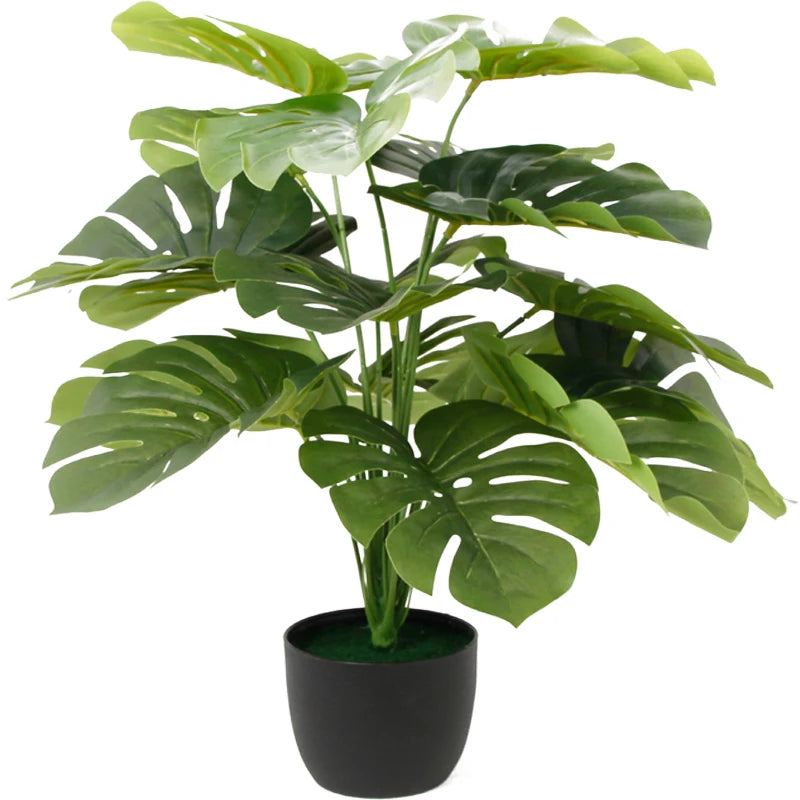 Plastic Leaves Potted Indoor Fake Bonsai Plant Outdoor Greenery Garden Supplies Artificial Monstera Tree Yooly Plants - YL08041