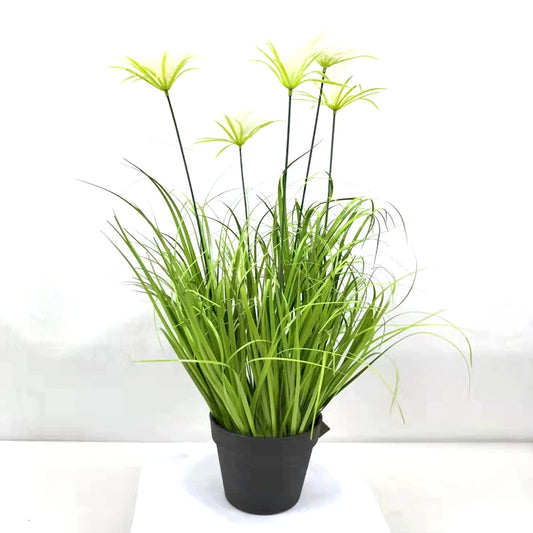 House Office Table Bathroom  Decor  Faux Grass Plants Green Shrubs Plastic Onion Grass potted five-headed Silk Flowers Yooly Plant - YL0010