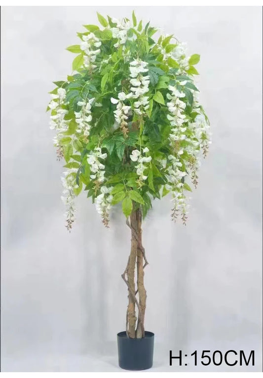 Factory Wholesale Real Touch Potted Faux Wisteria Flowers Tree Artificial White Wisteria Tree For Indoor Home Garden Decor Yooly Plants - YL4023