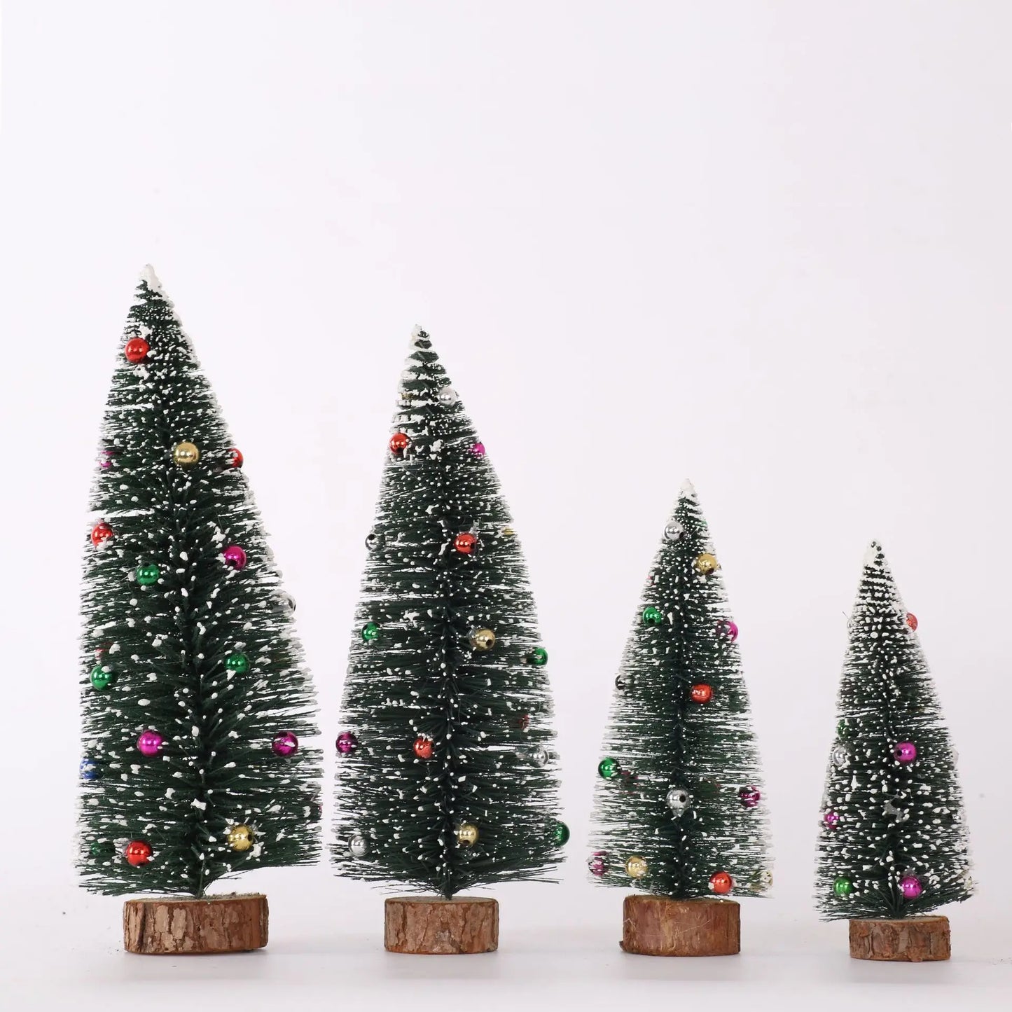 Artificial Mini Christmas Trees Frost Trees With Wooden Base Standing For Sisal Home Table Top Decoration Yooly Plants - YLS0001