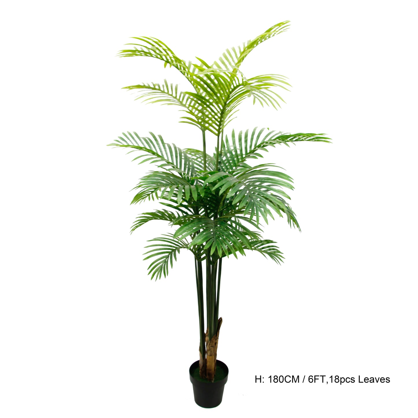 6FT Fake Geenery Silk Foliage Home Decorative 180CM Artificial Areca Palm Tree In Black Planter Yooly Plants - YL08140