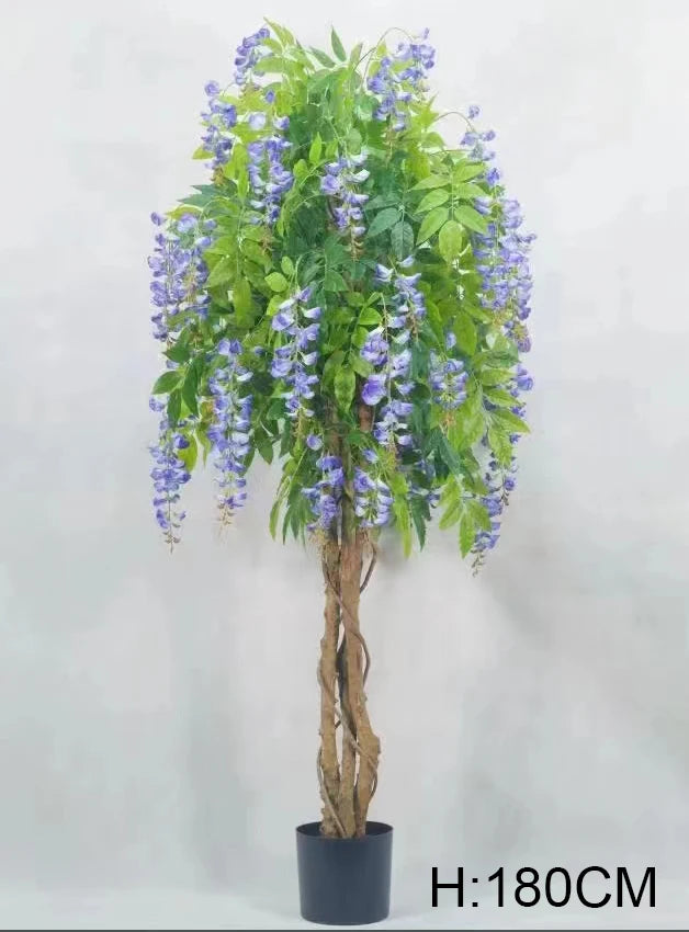 Factory Wholesale Real Touch Potted Faux Wisteria Flowers Tree Artificial White Wisteria Tree For Indoor Home Garden Decor Yooly Plants - YL4023