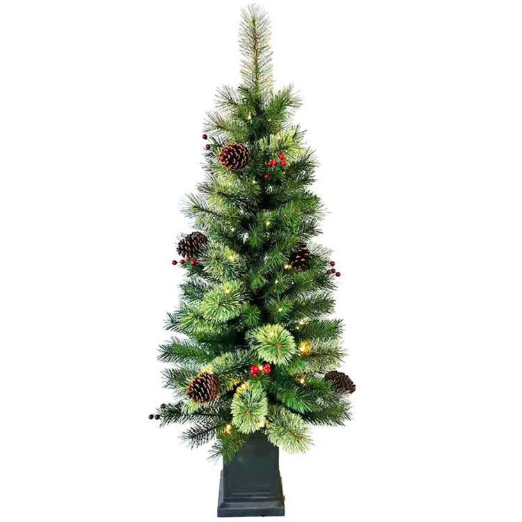 artificial christmas trees Artificial Tree For Entrances and Christmas Includes Pre-strung White Lights Montclair Spruce with Stand Yooly Plant - YLS0009