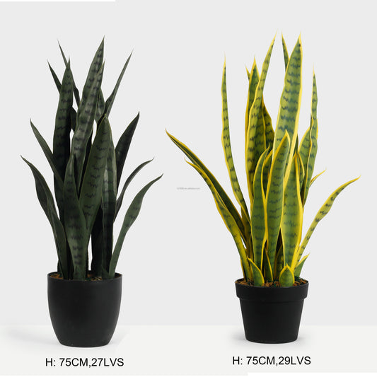 75CM 21 Leaves Artificial Succulent Indoor Fake Sansevieria Outdoor Faux Snake Plant In Pot Yooly Plants - YL05550