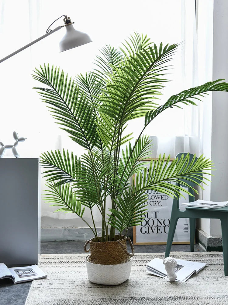 6FT Fake Geenery Silk Foliage Home Decorative 180CM Artificial Areca Palm Tree In Black Planter Yooly Plants - YL08140