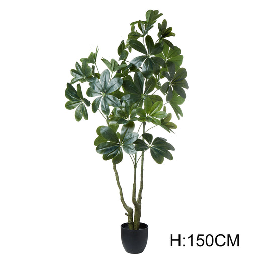 Factory Cheap 150CM 5FT High Simulation Artificial Schefflera Arboricola Fake Umbrella Tree Indoor Decorative Evergreen Tree Yooly Plants - YL08015