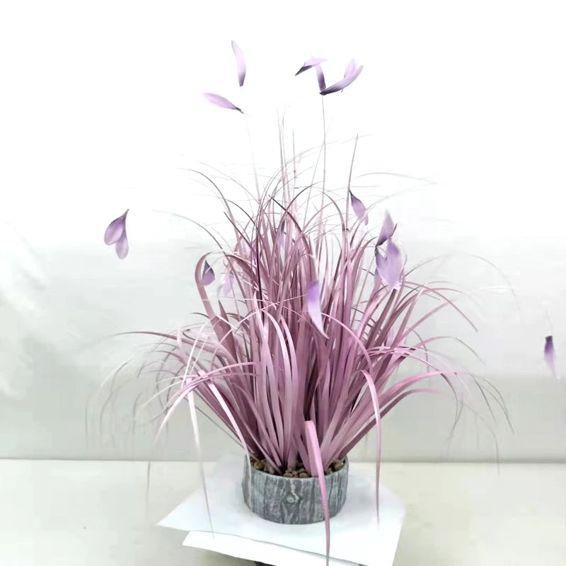 Romantic Indoor Outdoor Pvc Artificial Plant Decoration Hand-made Faux Pink Trumpet Flowers Onion Grass Yooly Plants - YLS0028