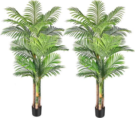 High Quality Indoor Decor 120 cm 2M Mini Big Faux Natural Green Plastic Fake Areca Palm Leaves Plants Small Artificial Palm Tree Yooly Plants - YL060708