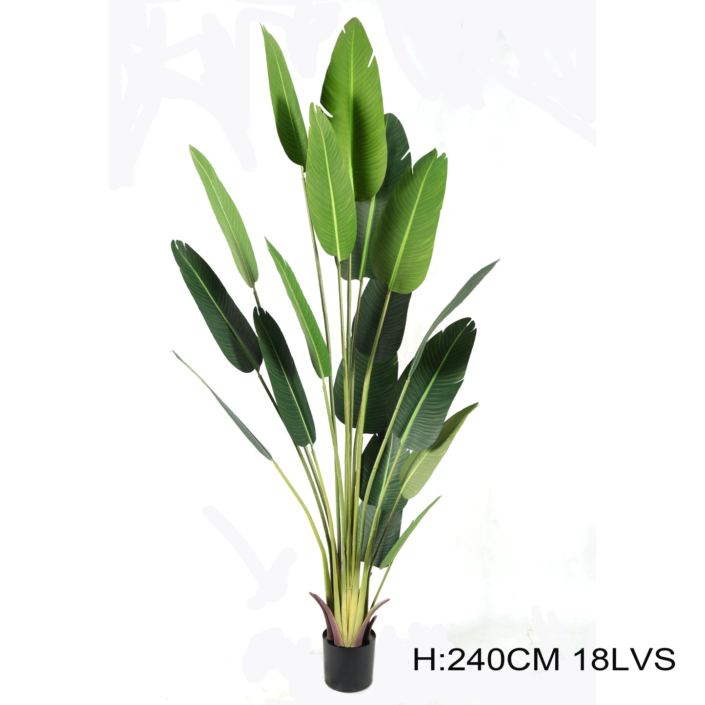 Faux Potted Large Leaf Artificial Traveller's Banana Tree 220CM Tall Plastic Artificial Plant for Outdoor Room Yooly Plants - YL02288