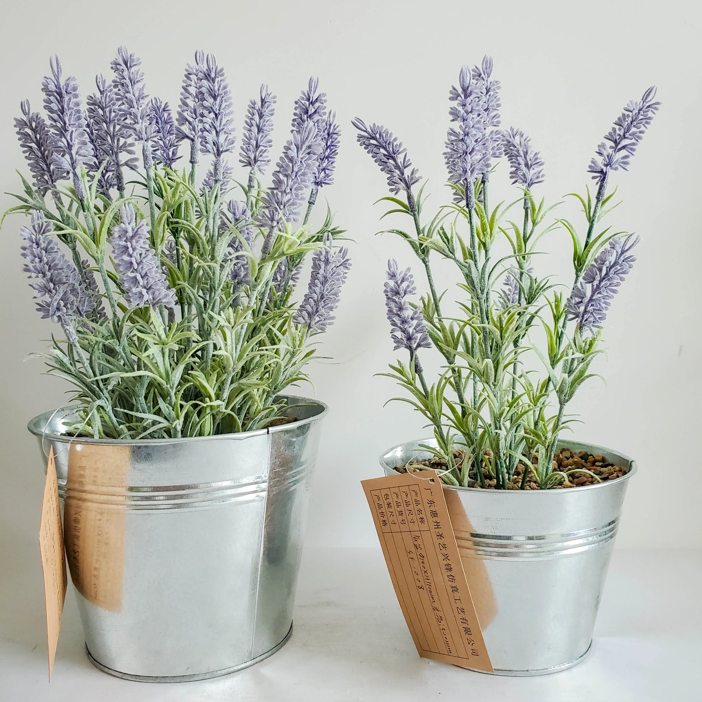 Artificial Lavender Plants in Silver Pot Life Faux Silk Flower Arrangement for Decor Home Decorative Yooly Plants - YLS0008