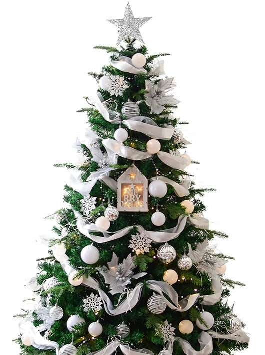 Artificial Christmas Tree with Accessories and Lights Remote and Timer Champagne Christmas Decorations 7 Feet Full Tree Ornament Yooly Plants - YLS0008