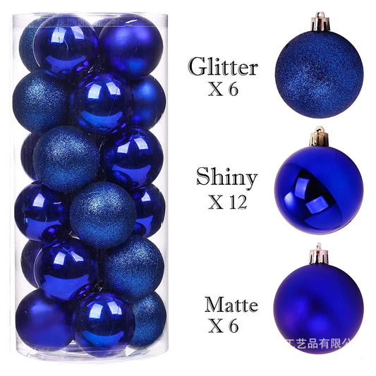 24Pcs Christmas Balls Ornaments for Xmas Christmas Tree Shatterproof Decorations Hanging Ball for Holiday Wedding Yooly Plants - YLS0004