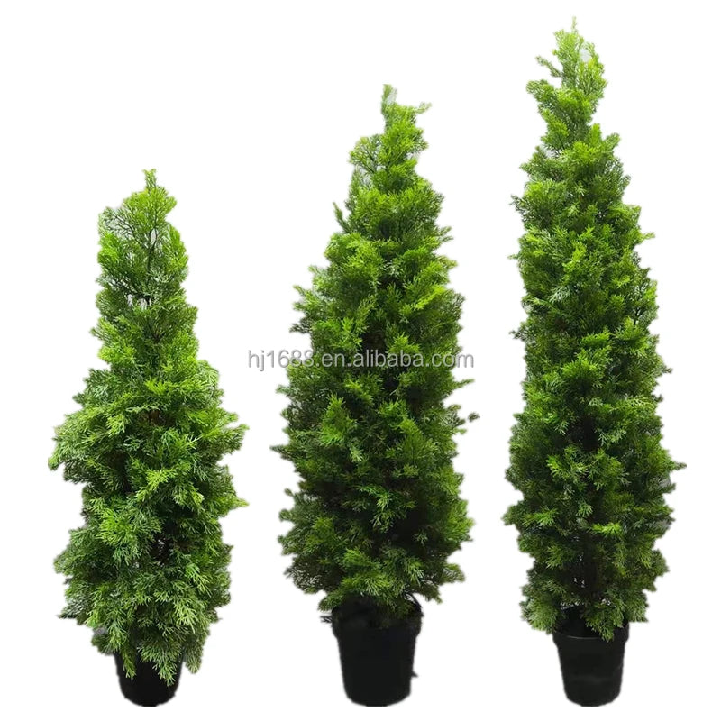 4ft Artificial Cone Topiary Cedar Trees in Pot Fake Cypress Plants Faux Mini Pine Silk Trees for Indoor Home Modern Decor Yooly Plants - YL1223