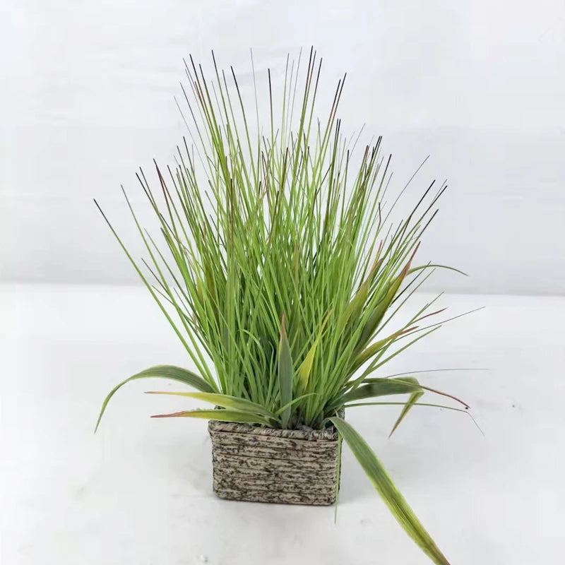 Minimalist Home Decoration Accessories Artificial Mini Potted Plants Table Faux Concrete Bowl Green Plastic Leaf Setaria Grass Yooly Plants - YLS0049