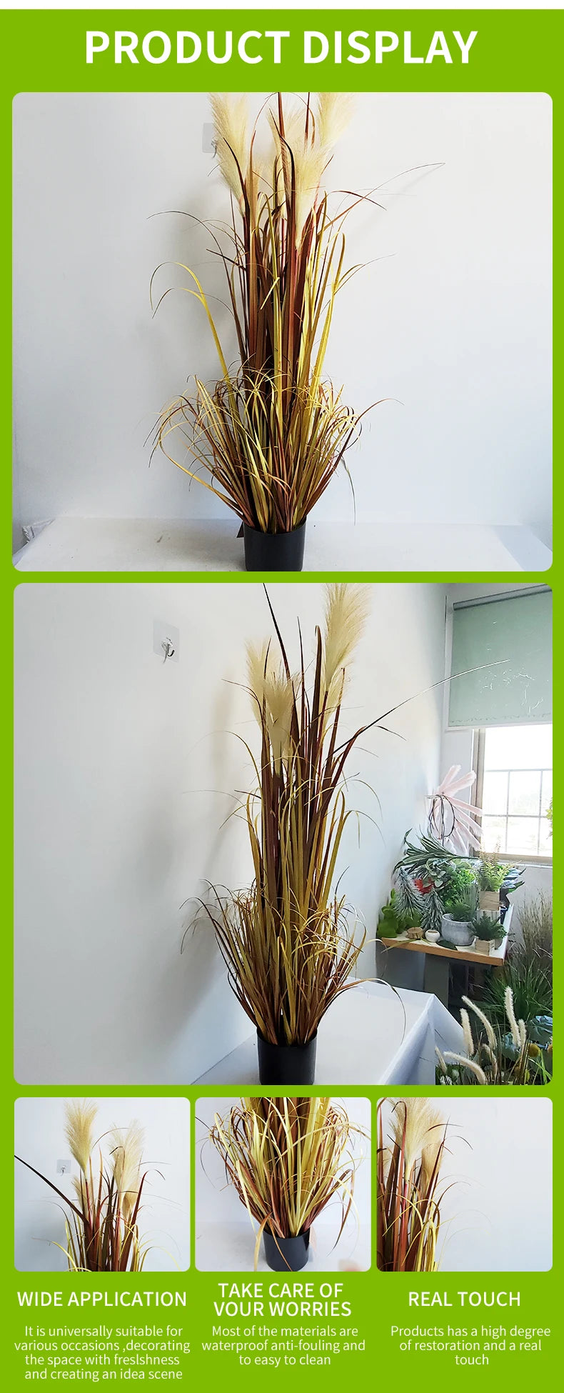 Plastic Timothy Grass Artificial Long Reed Grass Autumn Onion Grass Potted Plants Flower Pot for Home Garden Decor Yooly Plants - YLS0041