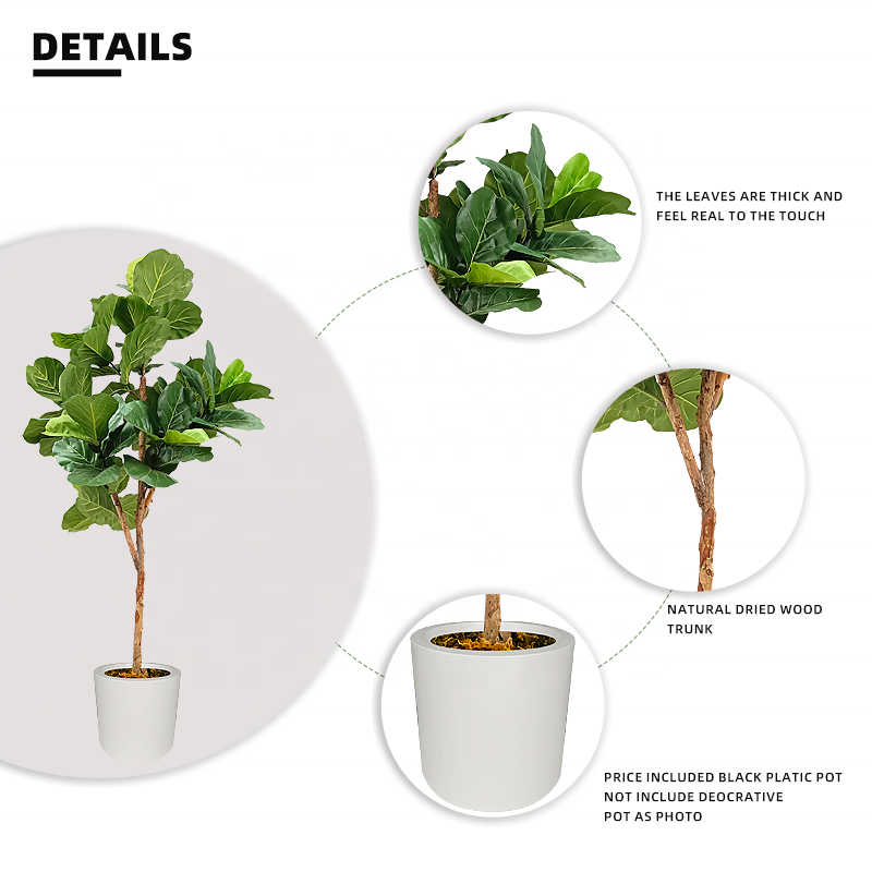 Warm plants Multi Sized Artificial Bonsai Tree Artificial Fiddle Leaf Fig Tree Faux Ficus Lyrata Tree Yooly Plants - YL025200518